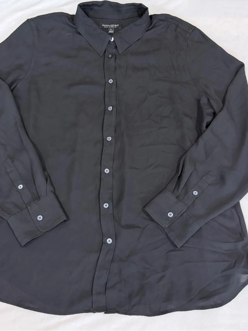 Banana Republic Dillon Classic Fit Top Women’s Large Black L/Sleeve Button Down